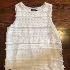 nic + zoe “stars at night” white lace tank top